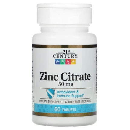 21 سينتري‏ سترات الزنك 50 ملجم 60 قرص 21st Century Zinc 50 mg (Citrate)