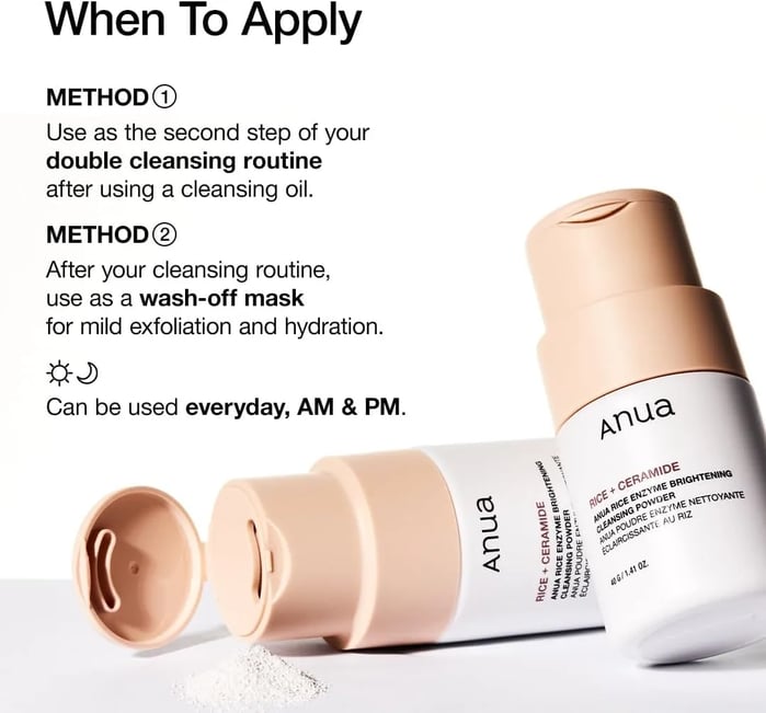 انوا بودرة بخلاصة الأرز و السيراميد منظفة للوجه 40جم Anua Rice Enzyme Brightening Cleansing Powder