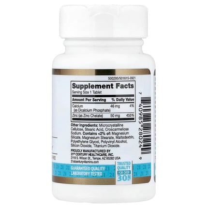 21 سينتري‏ زنك مستخلب 50 ملجم 60 قرص 21st Century Chelated Zinc
