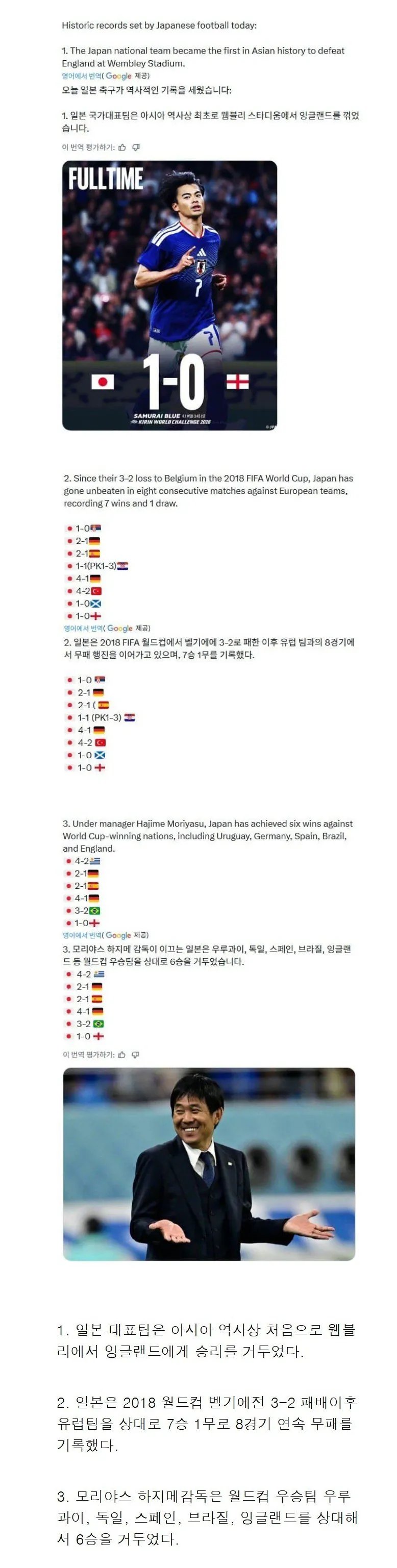 [오피셜] 오늘자 일본축구가 세운 대기록