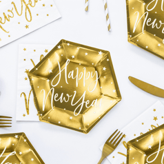 Happy New Year Paptallerkener Guld