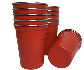 Beer Pong kopper rød rustfrit stål 12x - 0,45 L