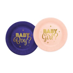 Gender Reveal Paptallerkener Blå/Lyserød