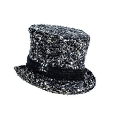Glitrende Tophat Sølv/Sort