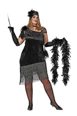 Charlestonkjole Plussize Sort/Sølv