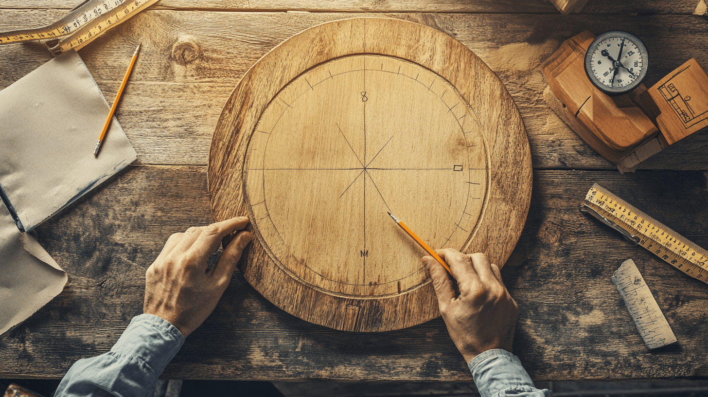 Marking the center and hour positions on the circle