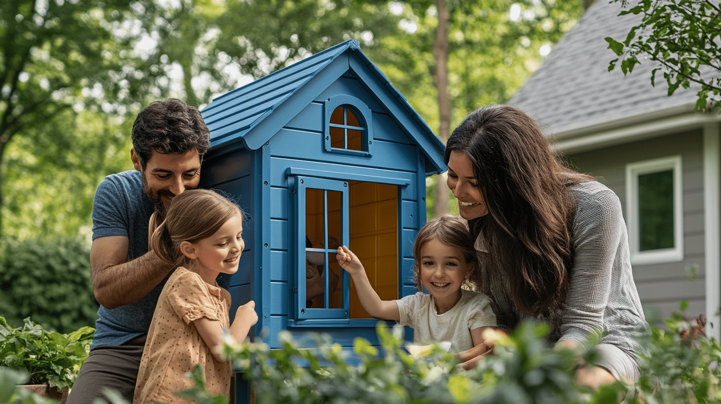 Placing the playhouse in a backyard