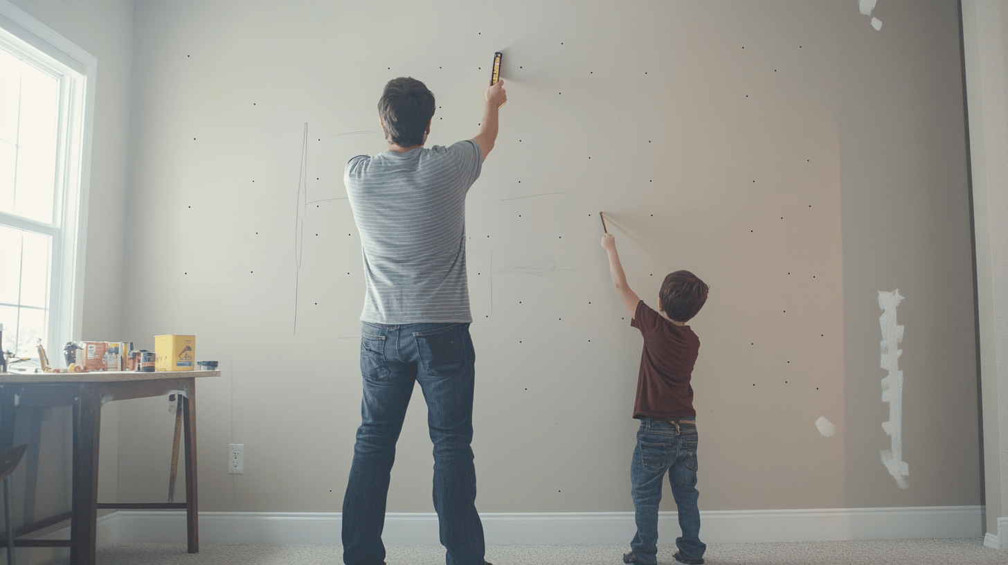 Marking wall studs for indoor climbing wall installation