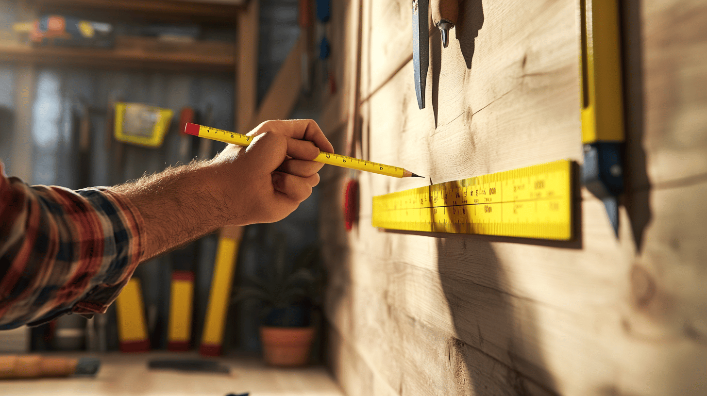 Measuring and marking the wall for tool storage placement