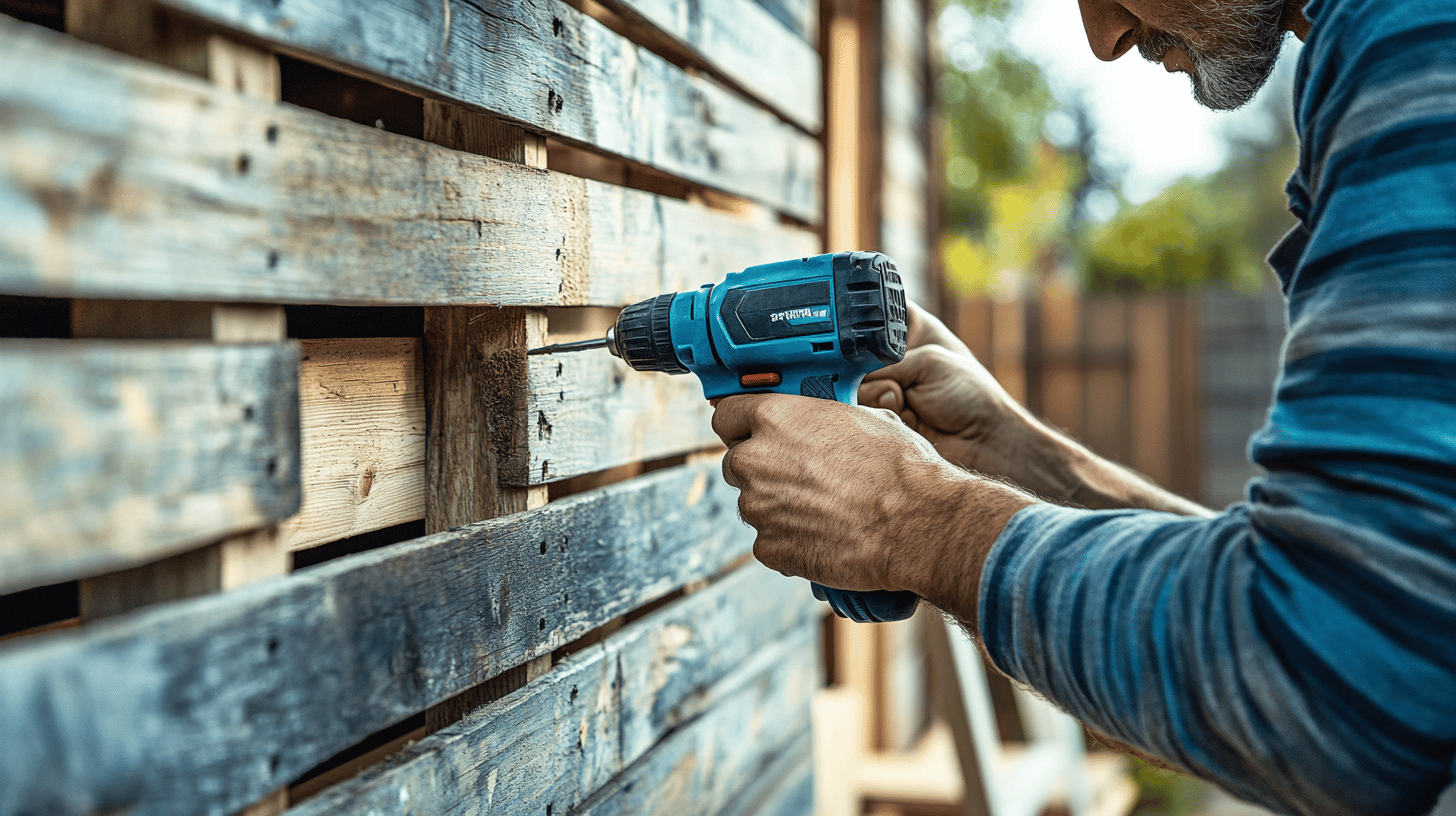 Securing the pallet to a wall with drill and anchors
