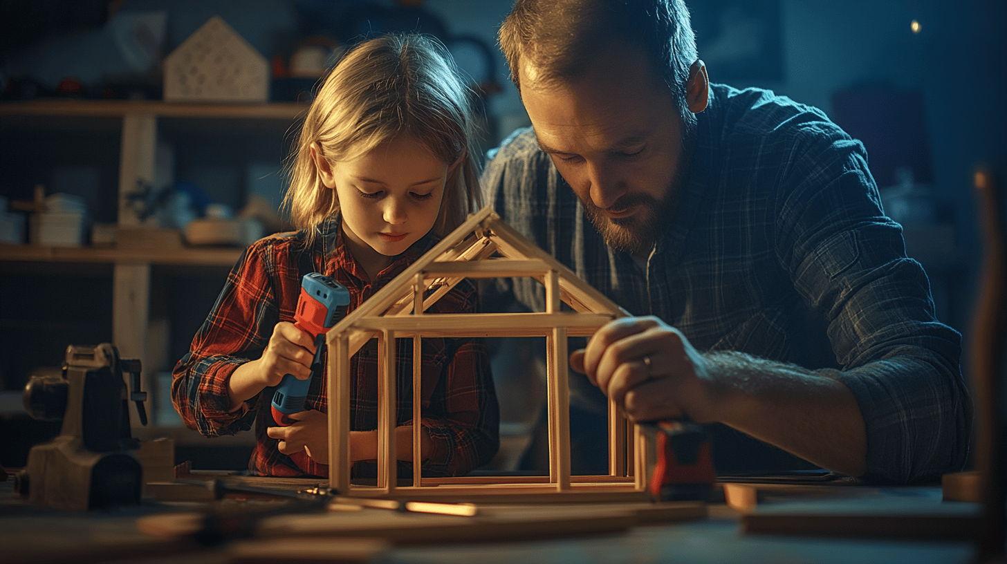 Assembling the playhouse frame with screws
