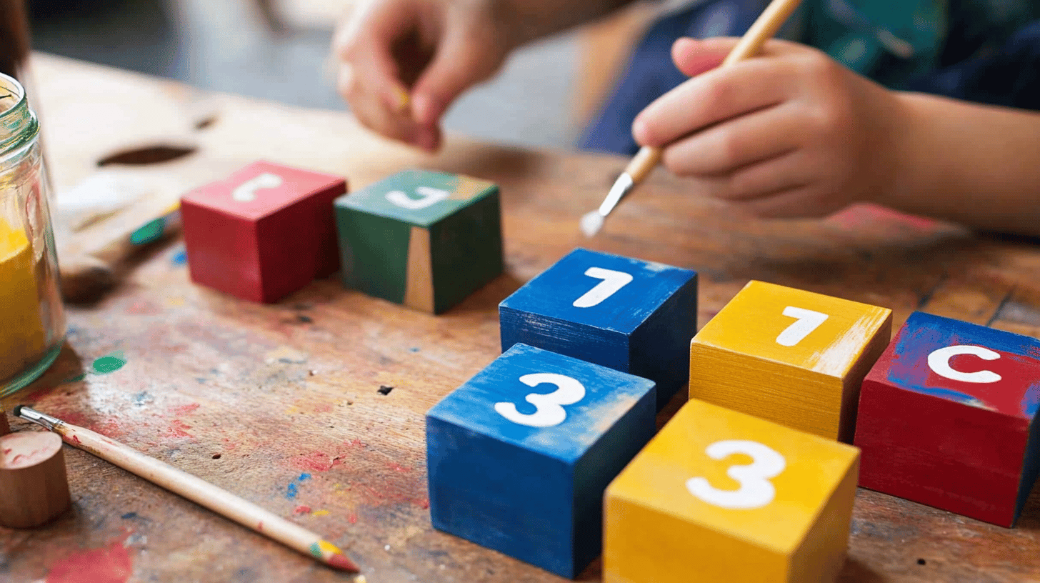 Adding numbers and mathematical symbols to the blocks