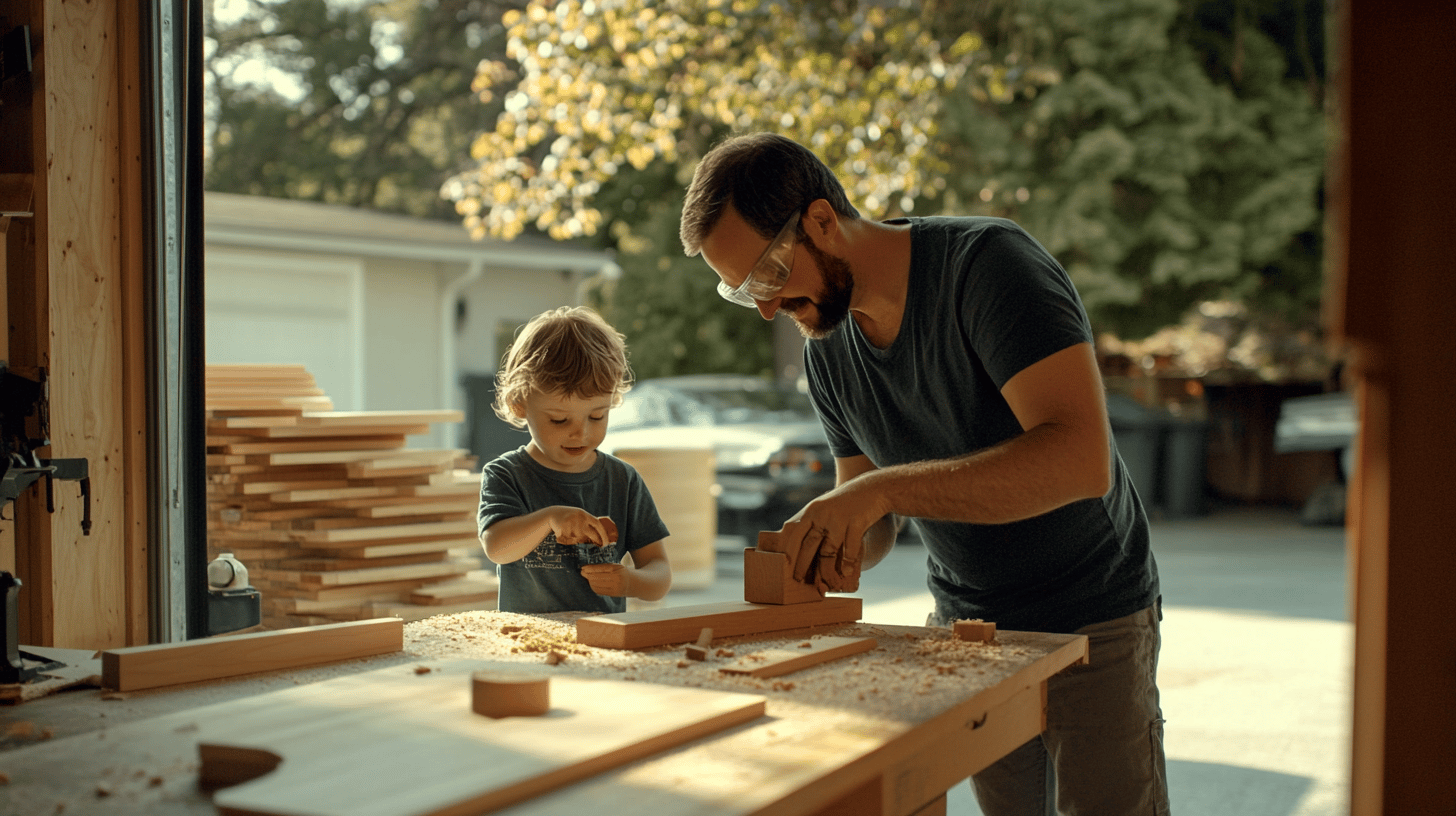 Sanding the wooden pieces to create smooth, safe edges