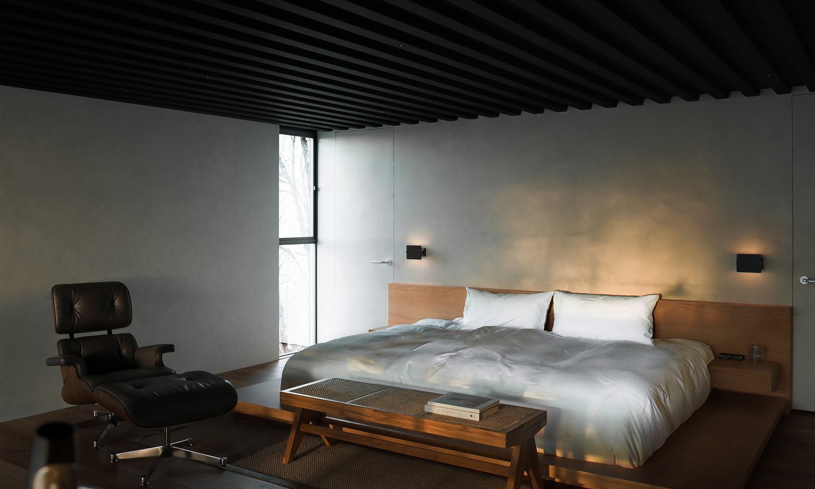 Bed in the bedroom