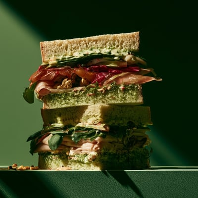 Sandwich crudo e pesto