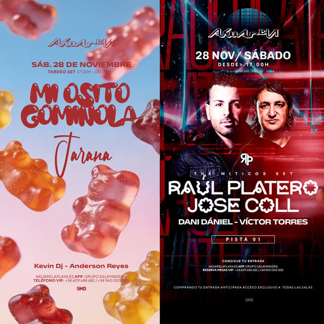 Cartel de Tardeo 80’S 90’S y 2 Mil en Akuarela Playa