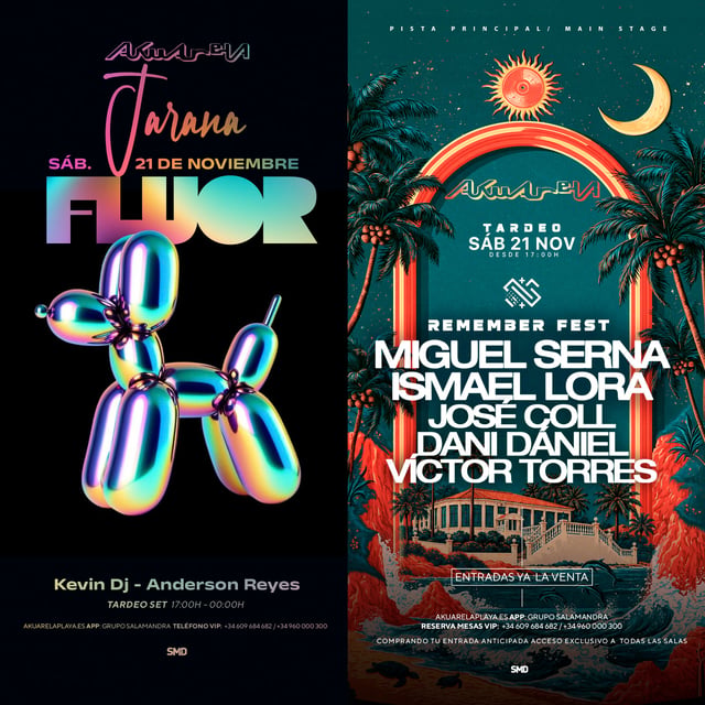 Cartel de Tardeo 80’S 90’S y 2 Mil en Akuarela Playa