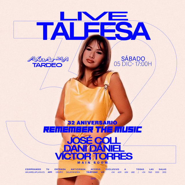 Cartel de Tardeo 80’S 90’S y 2 Mil en Akuarela Playa