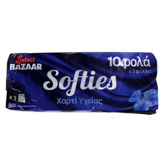 Bazaar Softies Toilet Paper Rolls 3-ply 10 Pieces