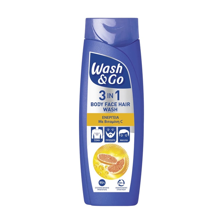 Wash & GO men's 3-in-1 Vitamin C Shampoo 360ml