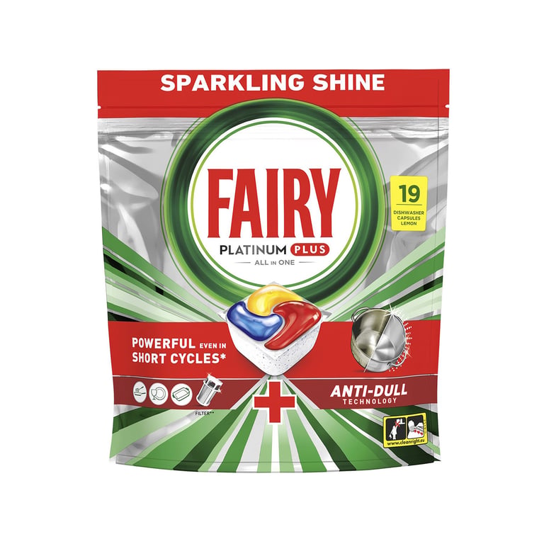 Fairy Platinum Anti Dull Dishwasher Caps 19pcs