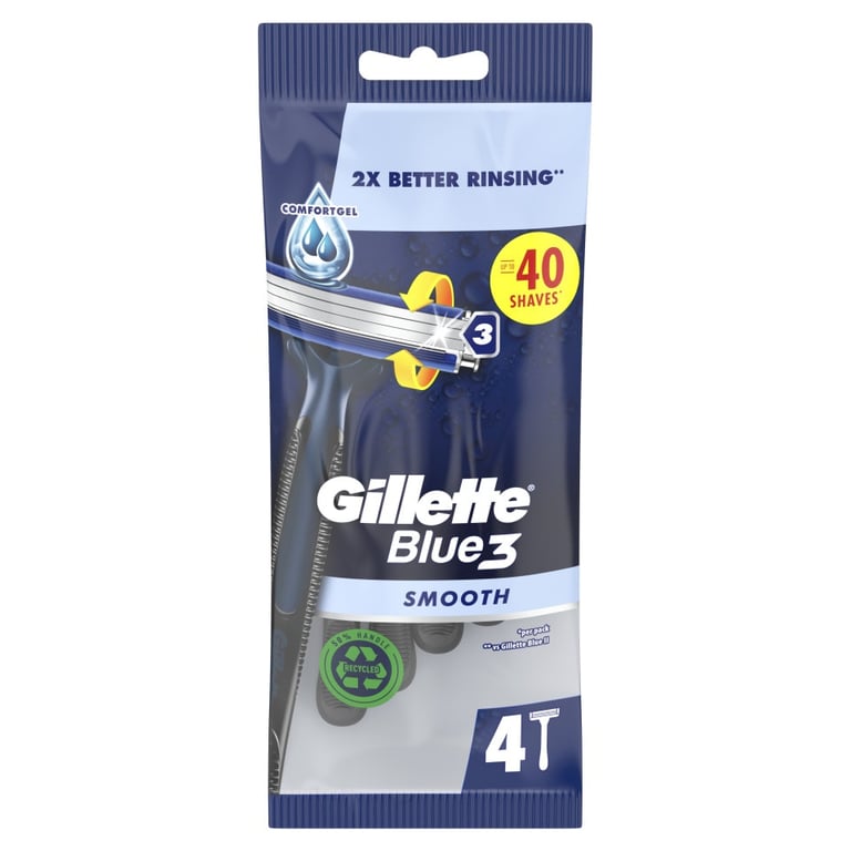 Gillette Blue 3 Disposable Razors 4 Pieces