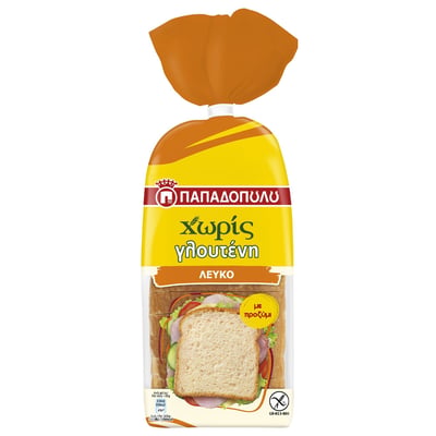 ψωμί χωρίς γλουτένη φέτες λευκό 300γρ