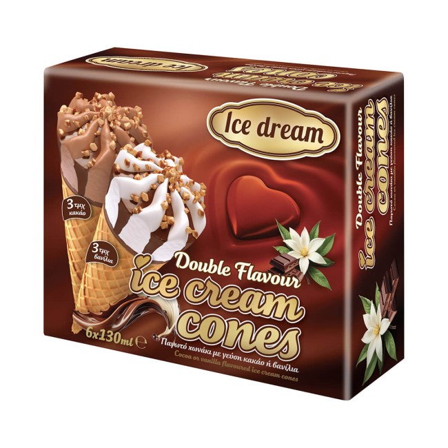 ICE Dream Ice Cream Cones vanilla/chocolate 130ml x6