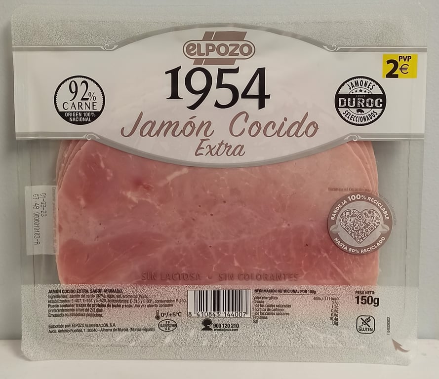 Elpozo 1954 Cooked Ham Gluten-Free 150g Sliced