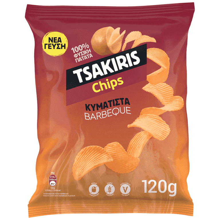 Τσάκιρης Potato Chips Wavy BBQ 120g
