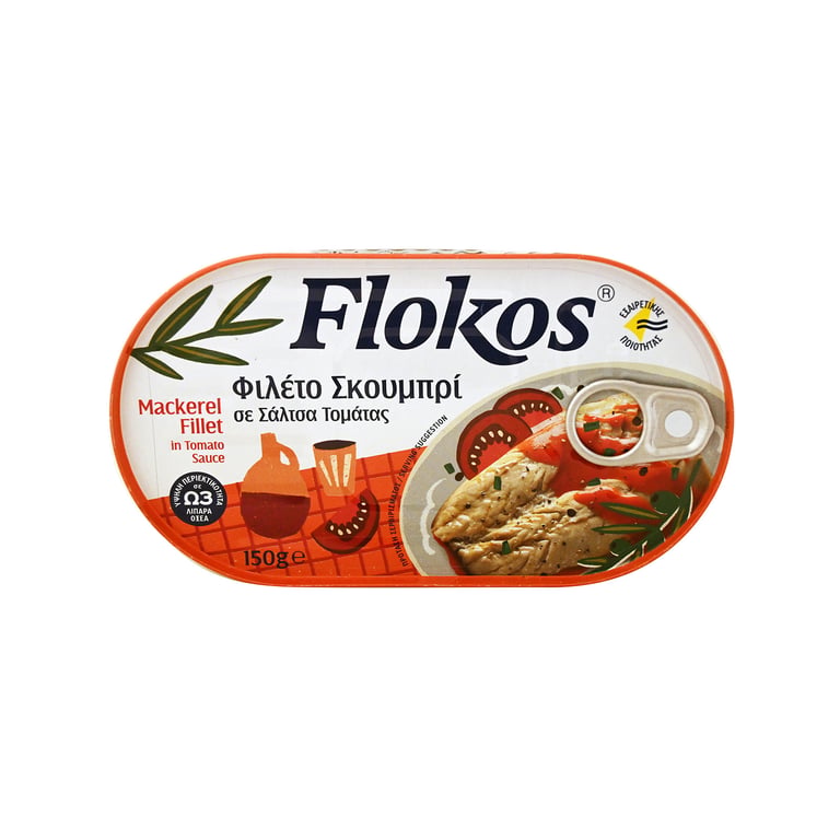 Flokos Mackerel Fillet in Tomato 150g