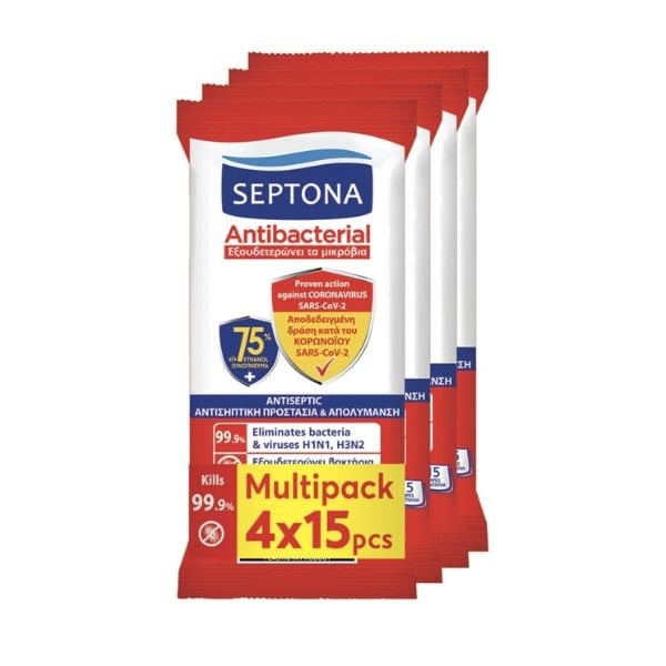 Septona Refresh Wipes 75% Ethanol 15pcs x4