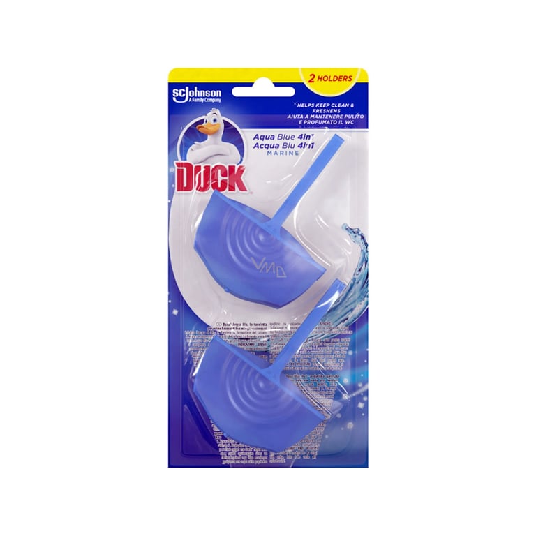 Duck Toilet Block Holder Aqua Blue 36g x2