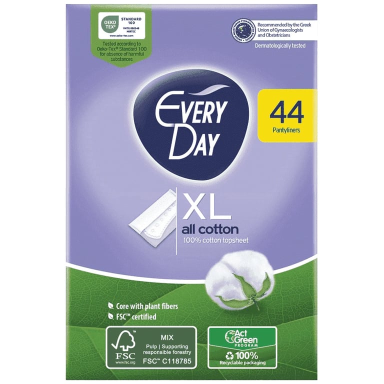 Everyday All Cotton Extra Long Panty Liners 44pcs