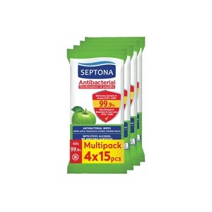 Septona Green Apple Refresh Wipes 15pcs x4
