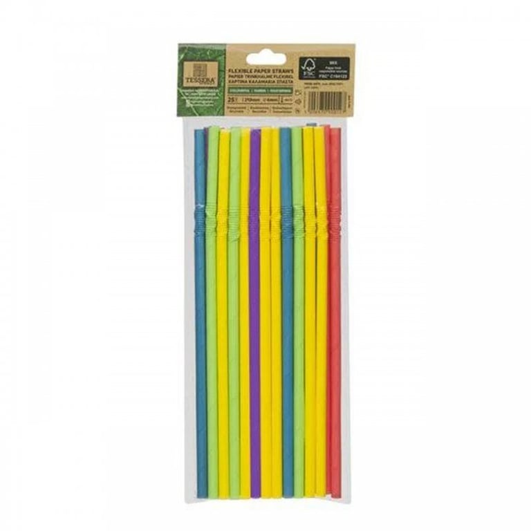 Tessera Colored Bendable Paper Straws 25 Pieces