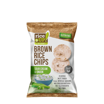 ρυζάκια chips χωρίς γλουτένη sour cream κρεμμύδι 60g