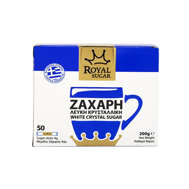 Royal Sugar White Crystal Sugar Sticks 4g x50