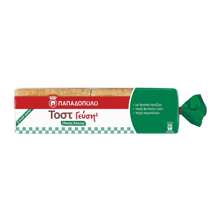 Παπαδοπούλου Taste 2 Wholemeal Wheat Rye Bread 700gr