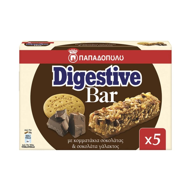 Παπαδοπούλου Digestive Bars Chocolate Milk Pieces