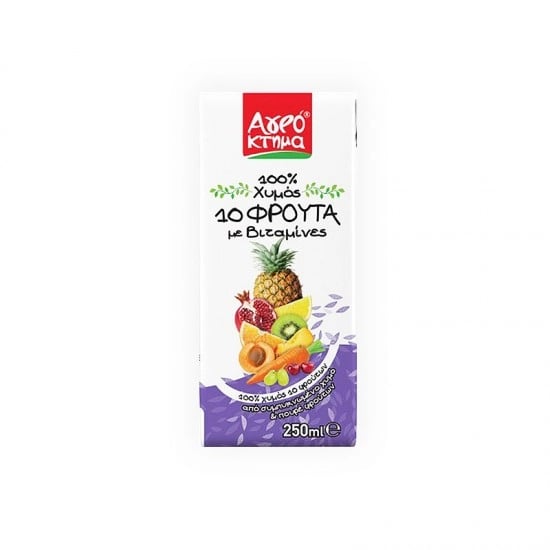 Αγρόκτημα Natural Juice 100% 10 Fruits with Vitamins 250ml
