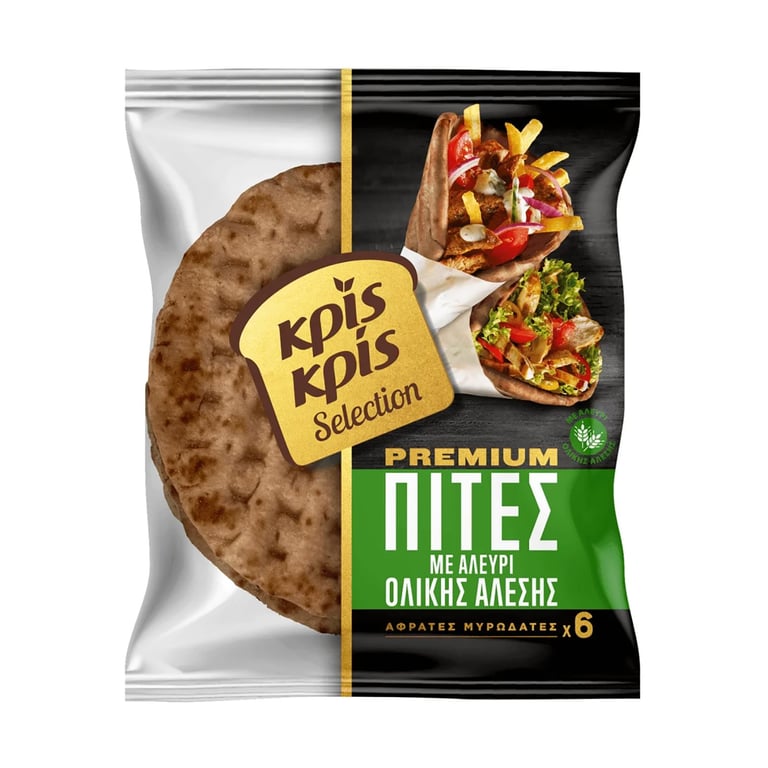 Κρις Κρις Premium Wholemeal Pita Bread 6 Pieces 510g