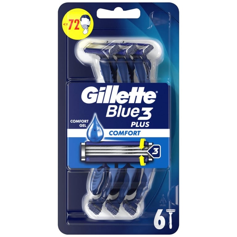 Gillette Blue 3 Plus Comfort Disposable Razors 6 Pieces