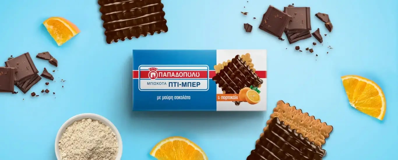 Παπαδοπούλου Wholemeal Petit Beurre with Chocolate and Orange