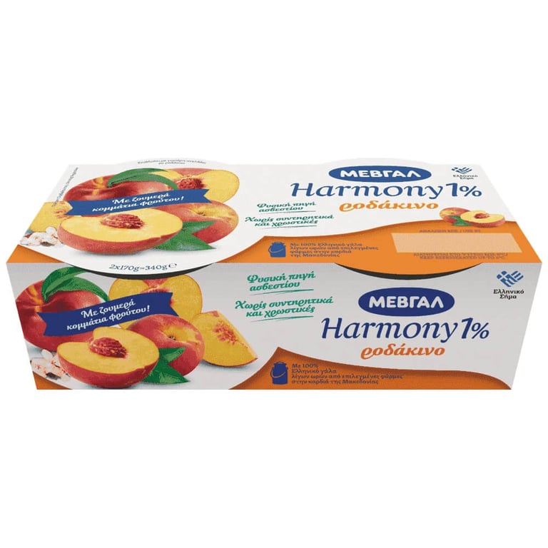 Μεβγαλ Harmony Yogurt 1% Peach 2x170gr