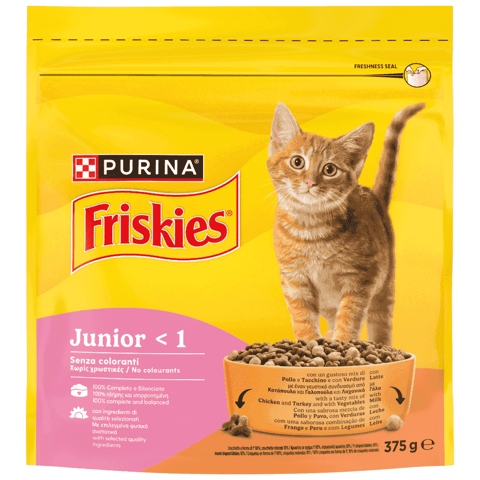 Friskies Junior Dry Cat Food Chicken Milk Vegetables 375g