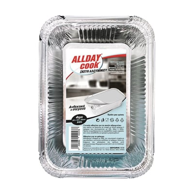 Allday Aluminum Containers with Cap 4pcs