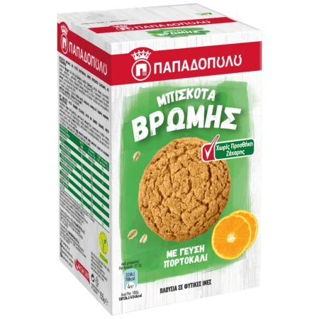 Παπαδοπούλου Oat Biscuits Sugar-free Orange 155g