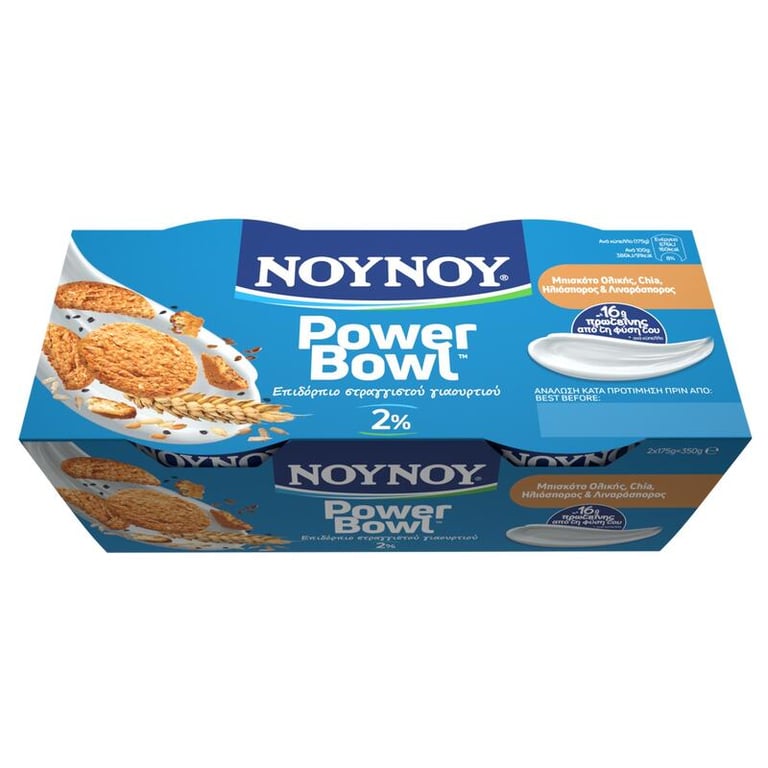 Νουνου Power Bowl Wholegrain Biscuit Chia Flaxseed 2% 175gx2