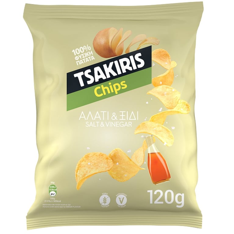 Τσάκιρης Potato Chips Salt and Vinegar 120g